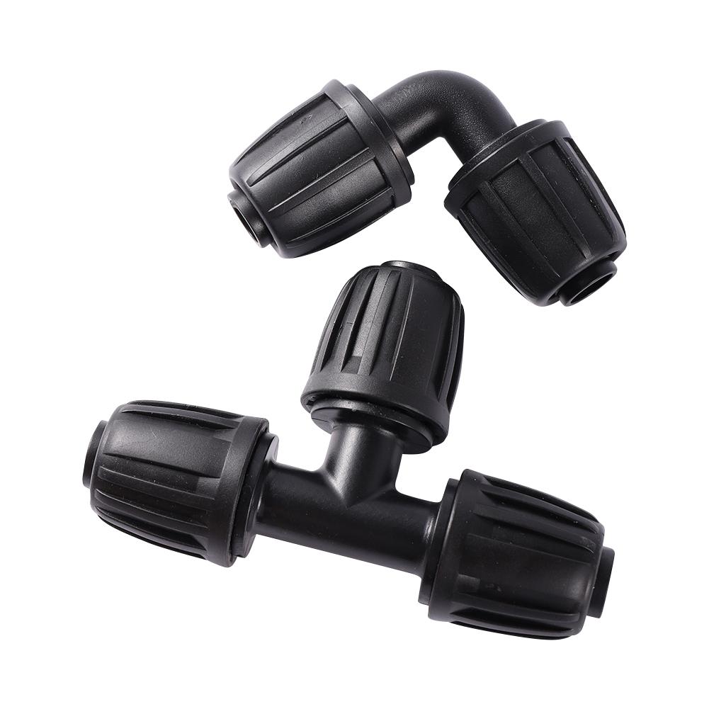 DN16 PE Pipe Connectors Lock Nuts Elbow tee joint Garden Water Connector Watering Agricultural Irrigation Pipe Hose Joints 5Pcs