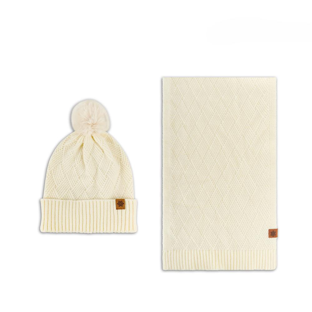 Women's Three Sizes To Choose From: Knitted Hat, Scarf, Glove, Women's Autumn and Winter Outdoor Warm Double Layer Knitted Hat