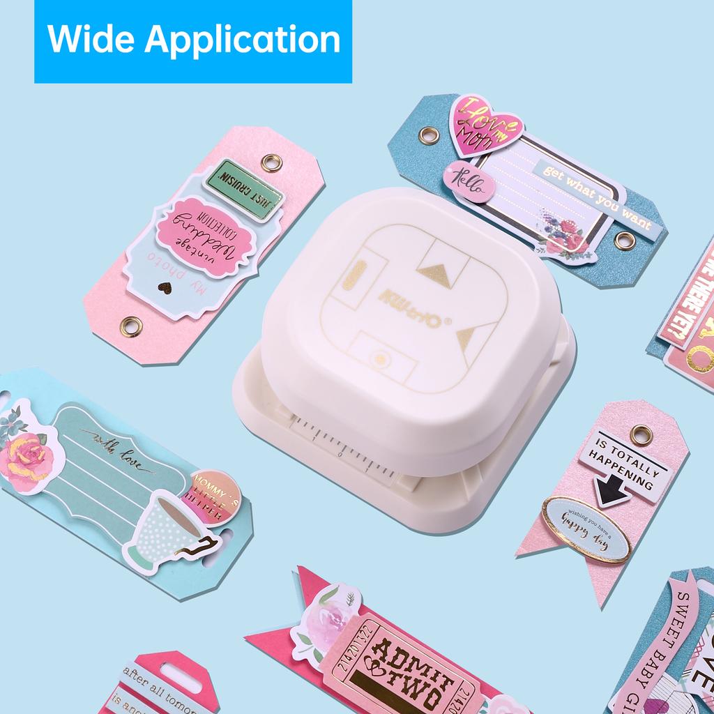 KWtriO 4in1 Corner Trimmer Squarer Puncher Slot Punch Paper Cutter In Oval Fish Eye