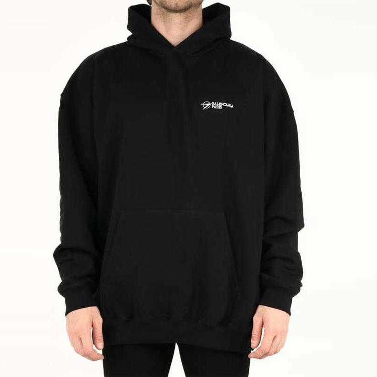 Men's Balenciaga SS21 Cotton Large Hooded Long Sleeves Black 620973TKV871070