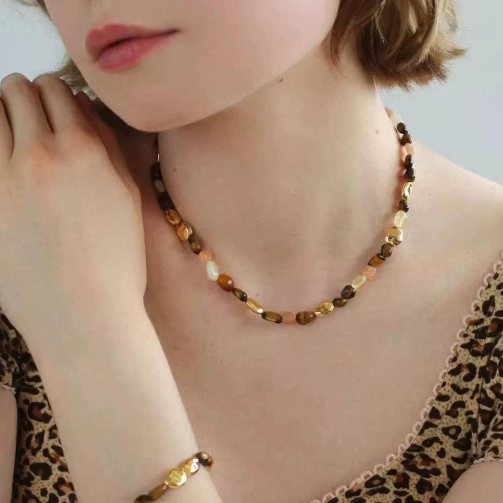 Maillard Caramel Beaded Necklace - Colorful Holiday Style for Women