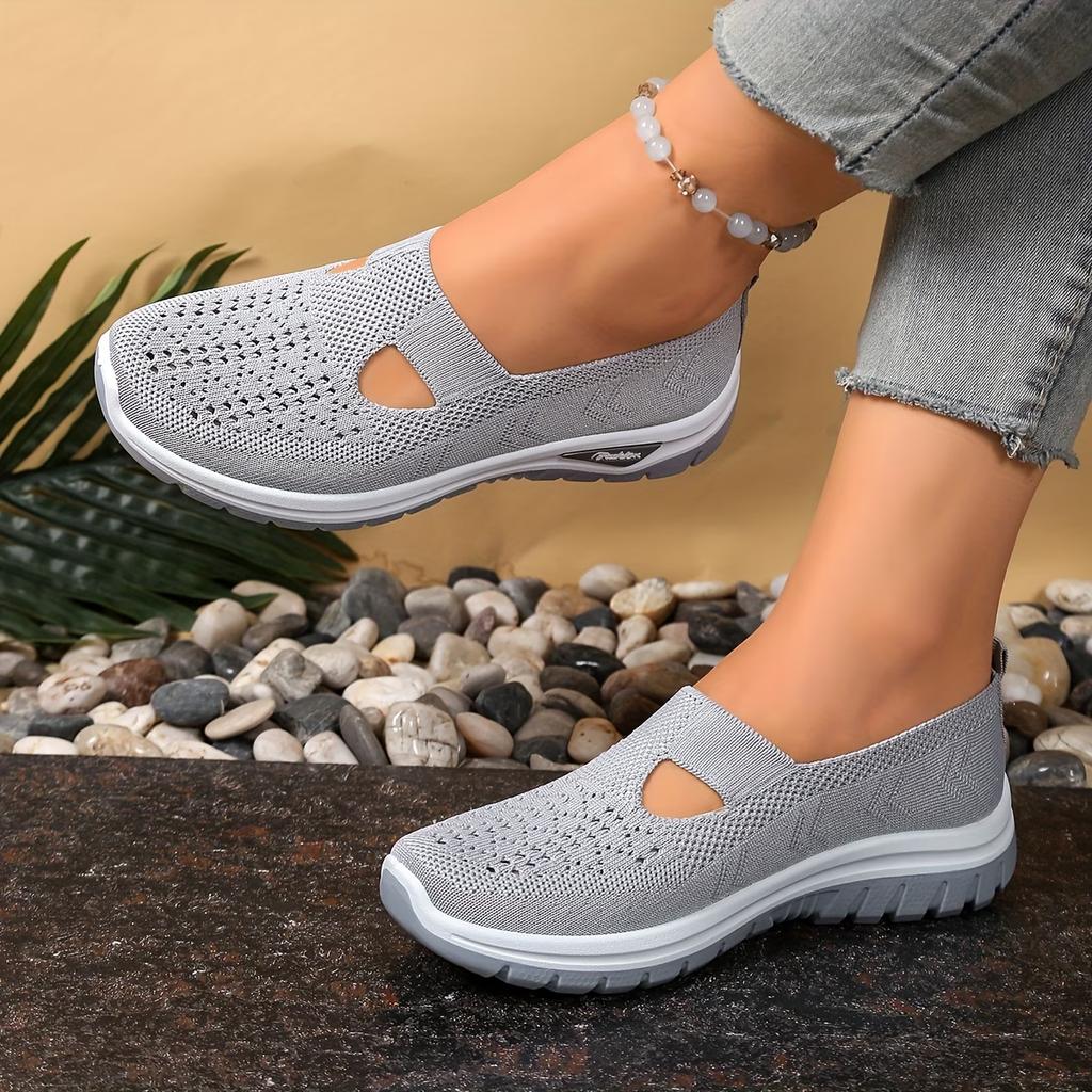 Sneakers da Donna Traspiranti con Suola Ammortizzata in PVC - Scarpe da Passeggio a Maglia Slip-On Basse Adatte per Interni/Esterni, Scarpe da Donna