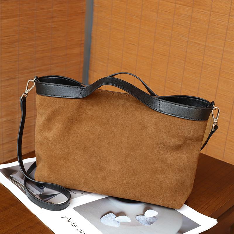 

Autumn And Winter Women s natural suede Leather Bag women s luxury bags designer handbags Large capacity crossbody Shoulder Bags 32x13x23cm шоколадный