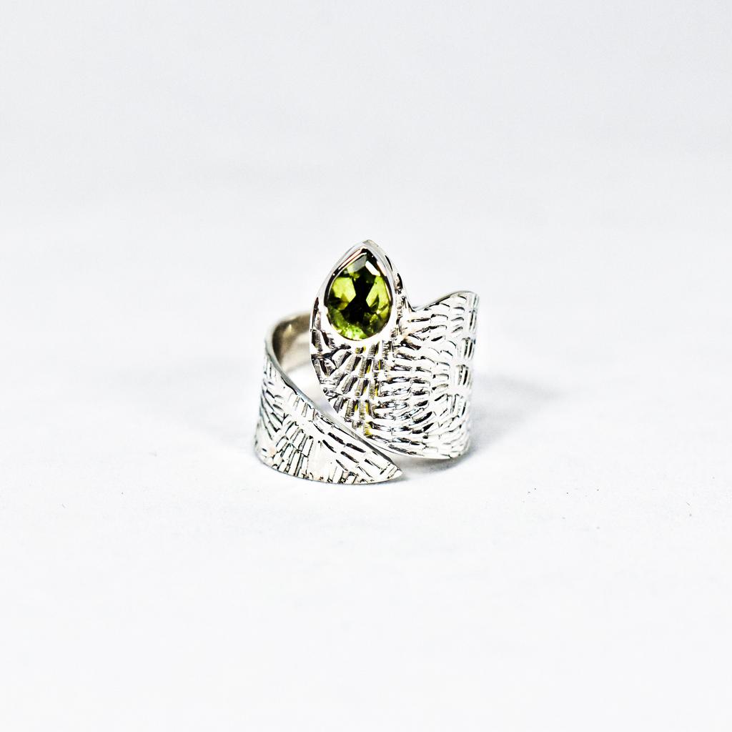 Natural Peridot Ring, 925 Sterling Silver Ring, Adjustable Ring, Statement Ring, Bohemian Ring, August Birthstone Ring, Gift For Her