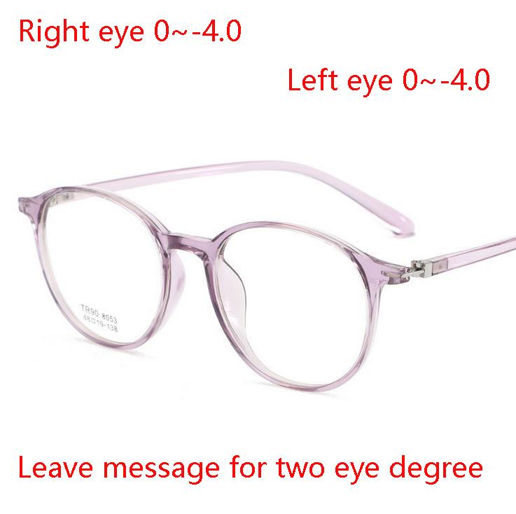 Transparent Round Nearsighted Glasses Women 1.56 Aspherical Lens Prescription Spectacle Men Diopter 0 -0.5 -1.0 To -4.0