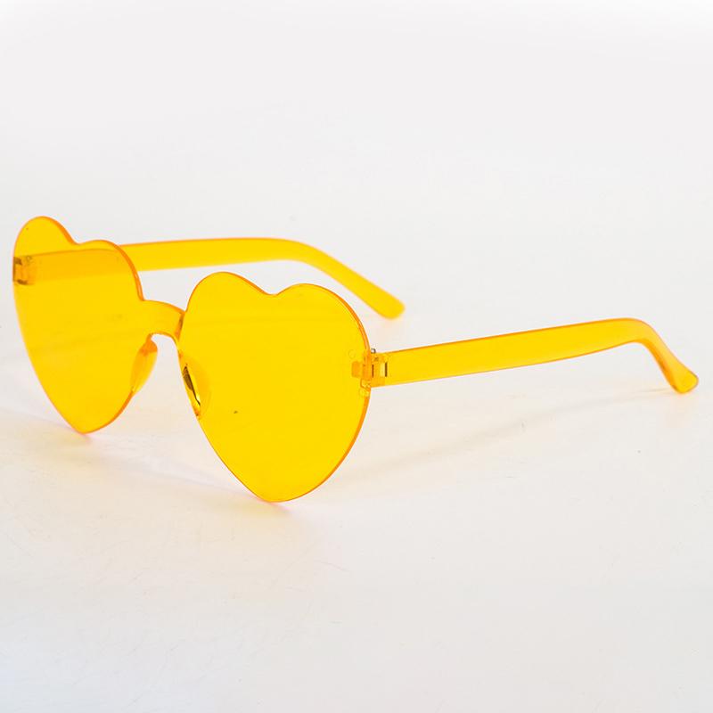 2024 Damen Farben PC Herzform Getönte Party Sonnenbrille Mädchen Vintage UV400 Farben Randlose Polarisierte Sonnenbrille
