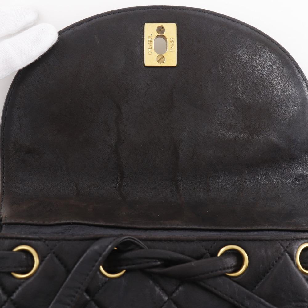 Chanel Matelasse Backpack Daypack A10177 ChainBackpack COCO Mark Black Lambskin Women Used