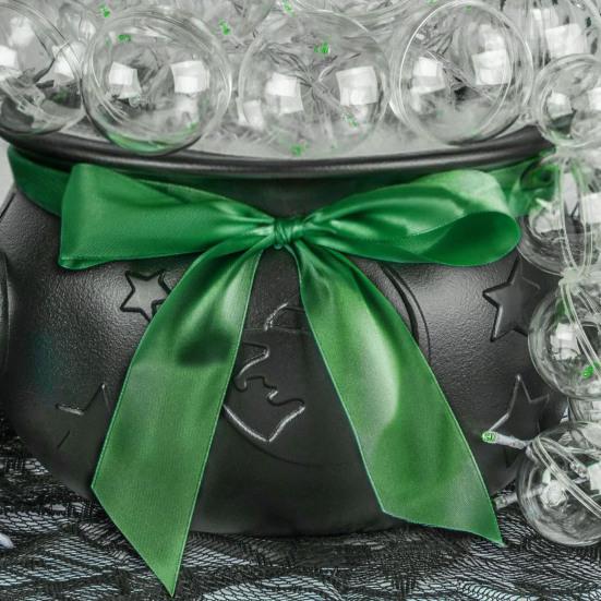 Yousheng Glowing Witch's Cauldron Set DIY Light-Up Bubbling Cauldron Black Plastic Witch Bowl with Ball for Halloween Indoor Decoration