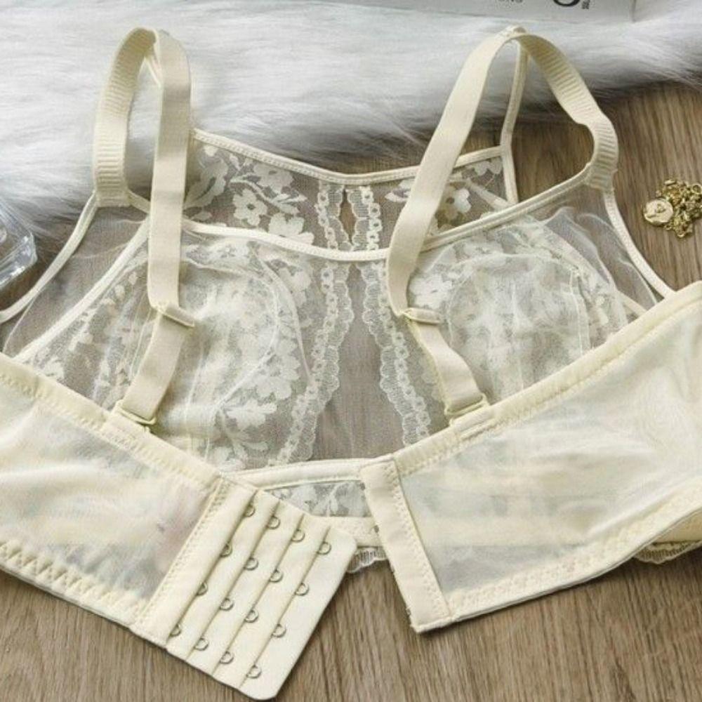 Shockproof Underwear for Women Anti-sagging Lace Thin Bra Comfortable Wireless Deep V Bra  Girls