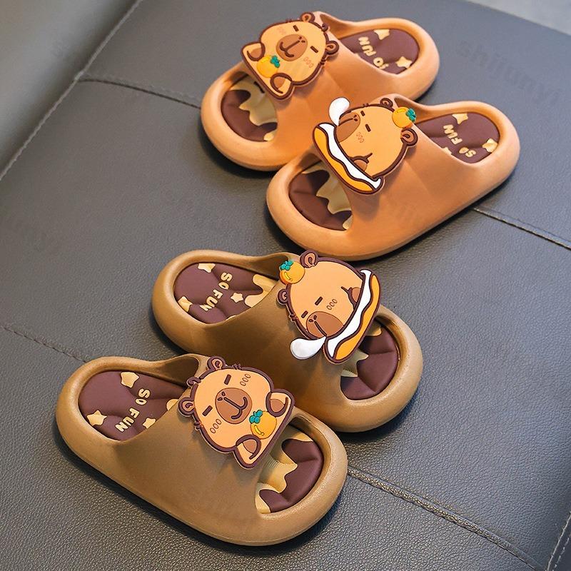 Capybara Slippers Children Bathroom Sandals  Summer Anti-slip Cartoon Slippers Platform Kids Slippers Breathable Beach Shoes