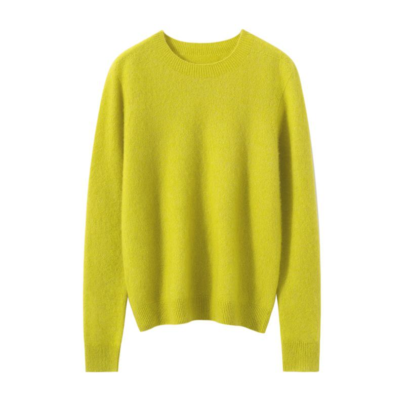 Women's Solid Color Cashmere Round Neck Loose Pullover Base Layer Sweater