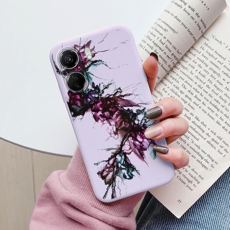 For Redmi 13C Pink Gold Marble Art Fashion Phone Case Soft Silicone Fundas Cover For Redmi13C 13 C Coque Matte Shockproof Bumper