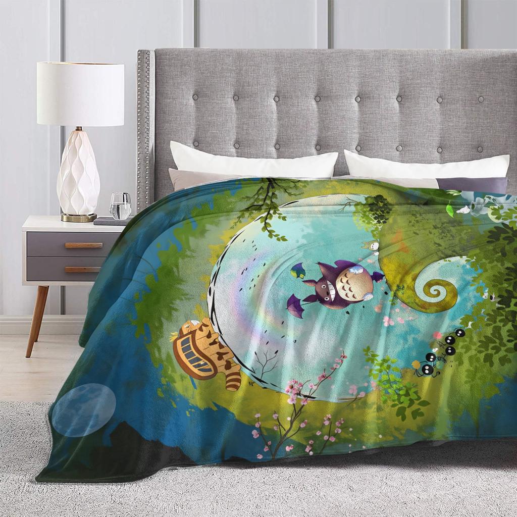 Japanese Blankets T-Totoros Travel Office Flannel Throw Blanket For Living Room Soft Custom DIY Quality Bedspread Gift Idea