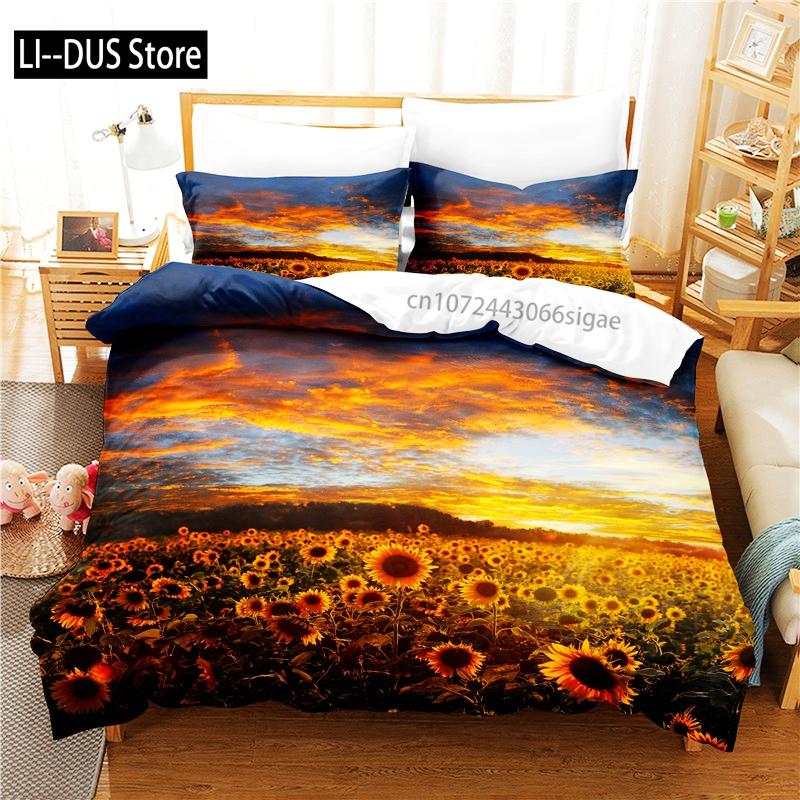 Comforter Sunflower Bedding Set 3D Bedding Digital Printing Queen Size Bedding Set Fashion Design