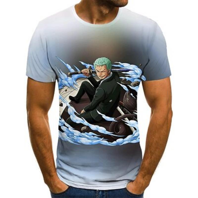 One Piece Roronoa Zoro T-Shirt Anime Cartoon Anime 3D 3D Harajuku Grafik Für Paare Männer Frauen Erwachsene Zurück zur Schule 3D-Druck