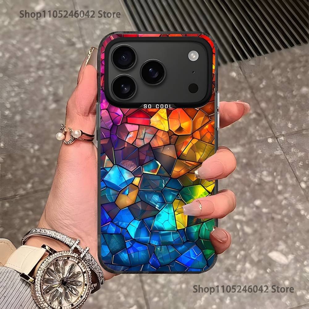 Colorful Glass For iPhone 17,16,15,14,13,12,11,Pro,MAX,Plus Black Shockproof Candy Matte Cover