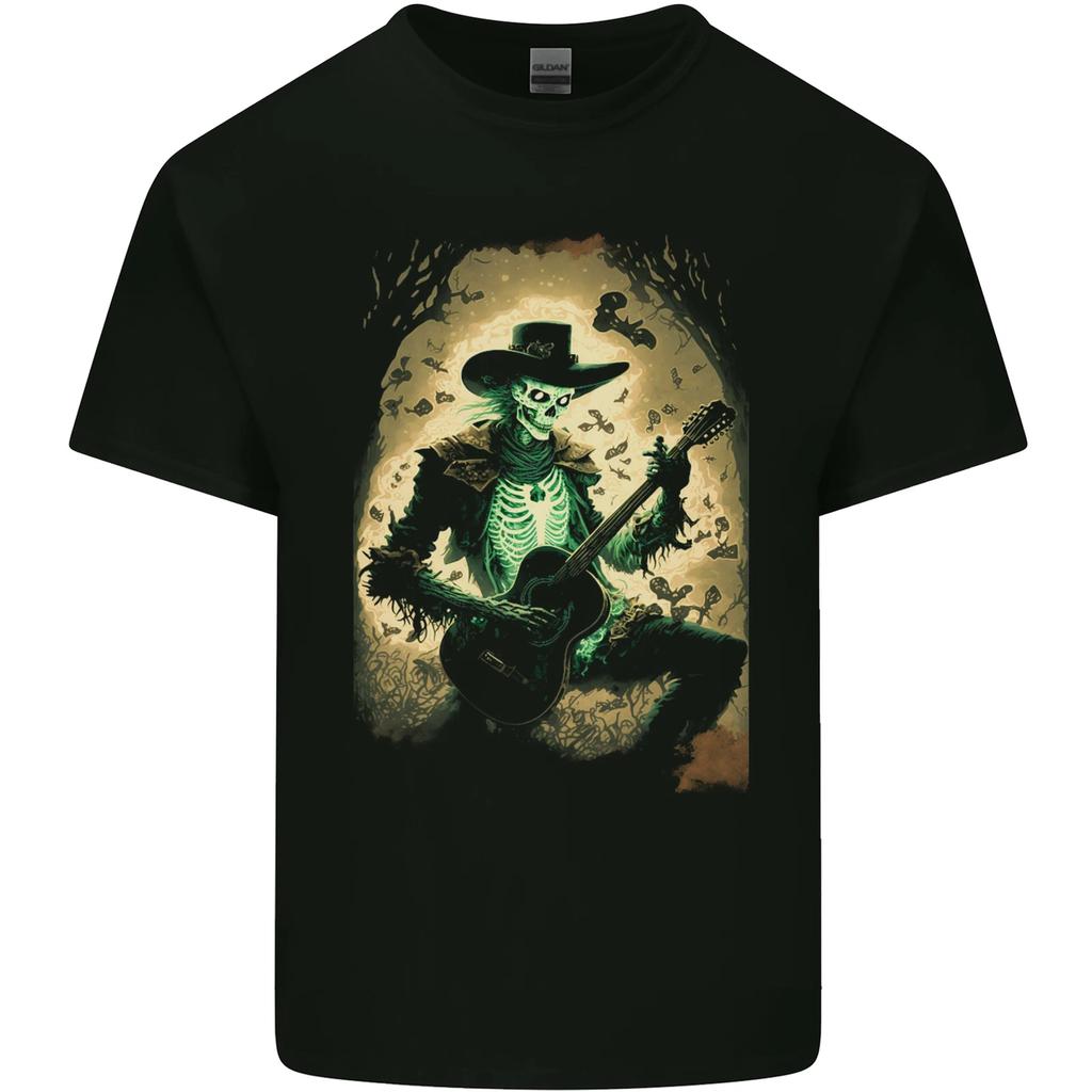 Cowboy Rock Skull Country Music Guitar Kids T-Shirt Childrens