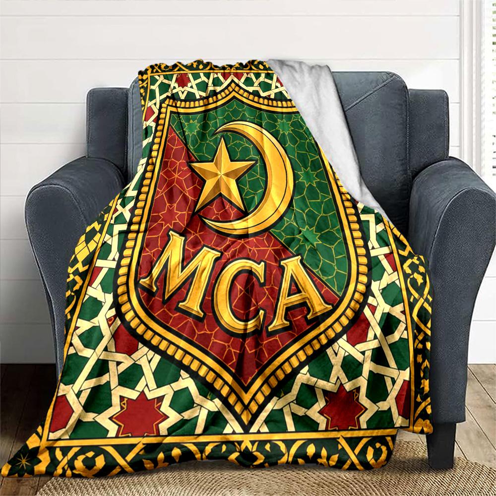 MCA MOULOUDIA LOGO Print Flannel Blanket High Quality Warm Comfortable Cover for All Seasons Perfect for Gifts Home Decor