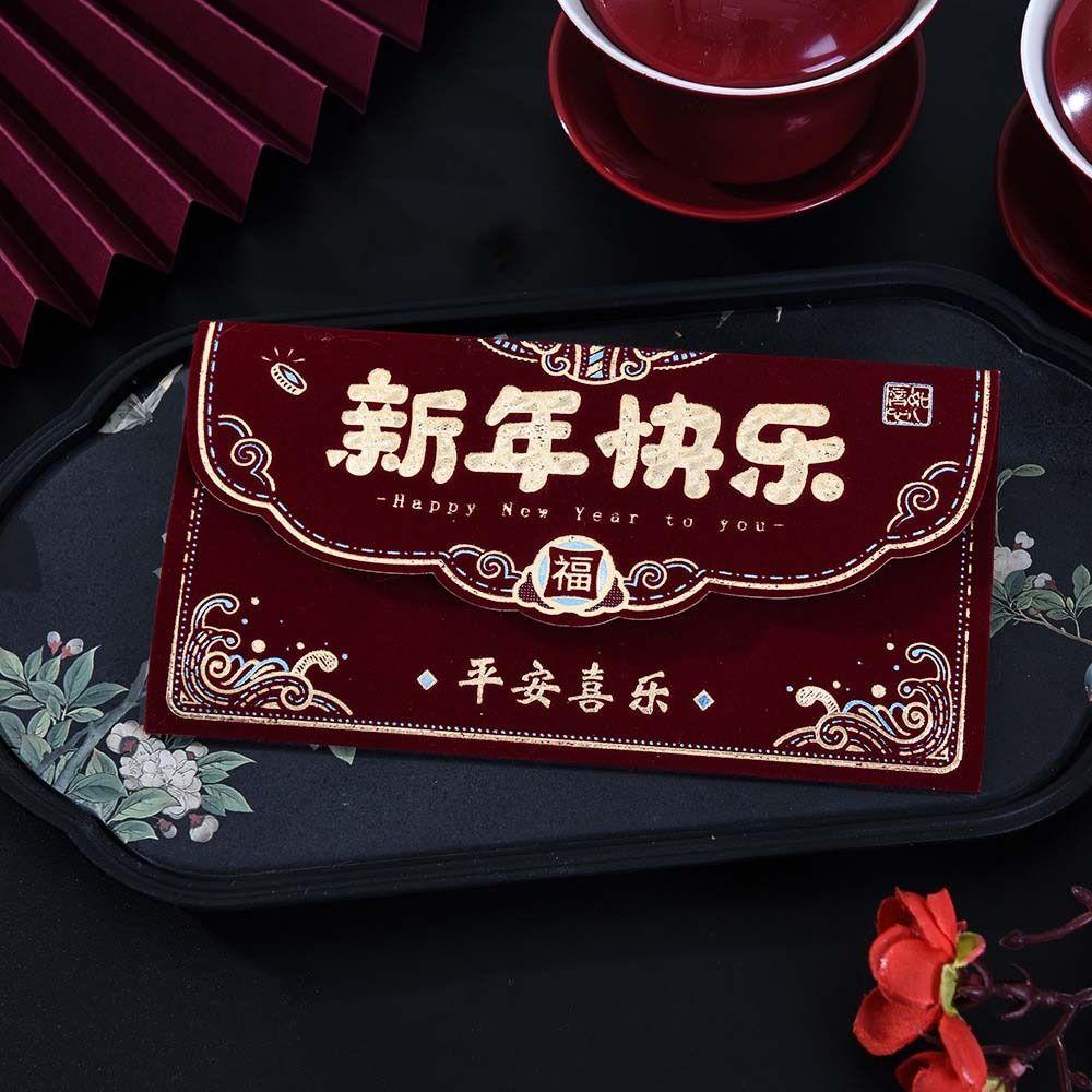 Hot Gold Lucky Money Envelopes Flocking Red Packet Creative Hongbao  Birthday Gift