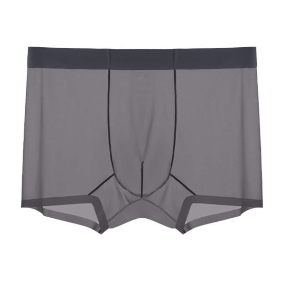 Herren Boxer Unterwäsche Elastisch Mittlere Taille Atmungsaktiv Slim Fit Shorts Slips Reine Farbe U-Konvex Design Ultra Dünn Nahtloses Netzgarn Panties Tägliche Kleidung