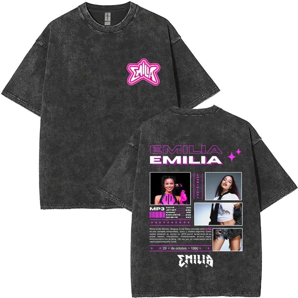 BERÜHMTE Sängerin Emilia Mernes MP Globale Tour Mercah T-Shirt Damen Herren Mode Gewaschen Retro Baumwolle Oberteile Locker Lässig Übergroßes T-Shirt