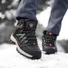 Unisex High-top Non-slip Waterproof and Velvet Warm Hiking Shoes Womens Snow Sneakers