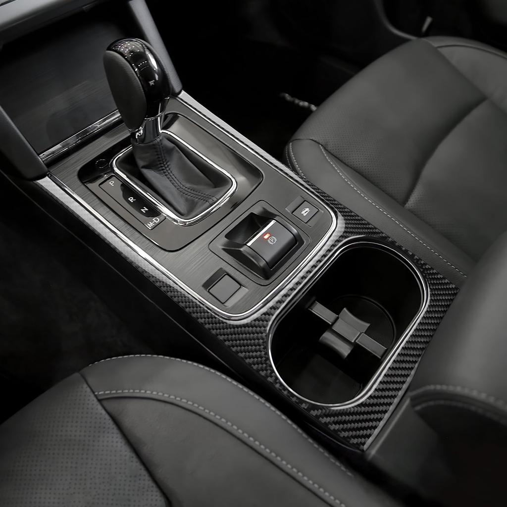AIRSPEED Carbon Fiber Interior Customization Parts for Subaru Front Cup Holder Panel Frame Stylish Easy Installation with Tape Type Legacy/Outback