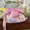 Printing Drawstring Bag Plaid Storage Bag New Bundle Pocket  Women Students