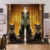 2Pcs Egyptian Mysterious Black Cats Print Curtain Room Decor Versatile Room Use Suitable For Living Room Dining Room Bedroom