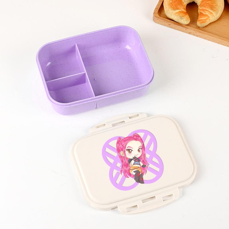 Kpop Lovci Démonů Krabička na oběd pro kluka holku Roztomilá Mira Zoey Jinu Přenosná plastová Bento krabička s nádobím na jídlo ovoce