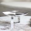 Minimalist Metal Square Fruit Bowl with Crystal Base for Dining or Coffee Tables