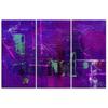 Dreiteiliger Leinwanddruck, violett, abstrakt, handgemalt