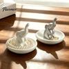 Cute Elephant Jewelry Holder Storage Tray, with Upturned Nose Design, Dustproof Tray Waterproof Compact Organizer for Rings Earrings Bracelets Case