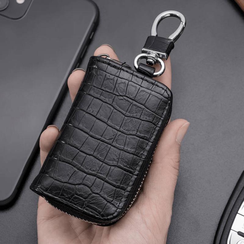 Car Keychain Cover Crocodile Pattern Men'S Keychain Leather Car Key Wallet Butler Key Storage Bag Zipper Key Bag Unisex Pouch