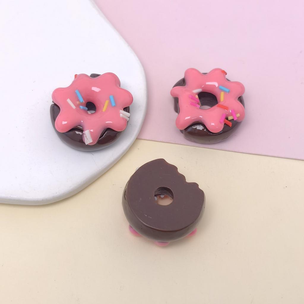 Kawaii Simulation Miniature Chocolate Donuts Resin Flat Back Cabochon for DIY Scrapbooking Slime Charms