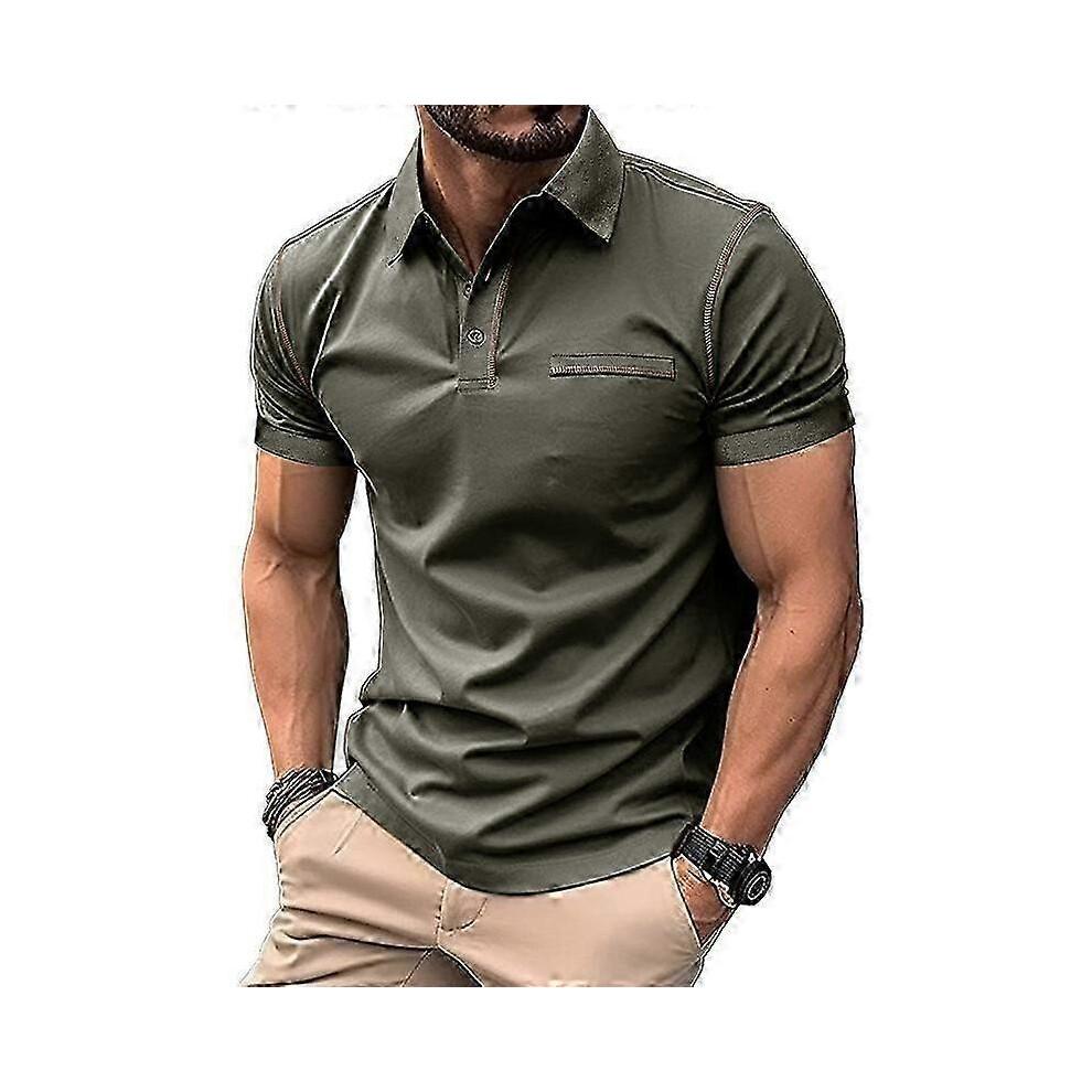 (XXL, Green) Men's Short Sleeved Clothing