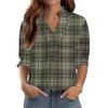 3/4-Ärmel Damenoberteile V-Ausschnitt Shirts Trendy Bedruckte Business Casual Arbeitsblusen