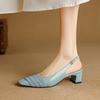 Fashion Women's New Spring and Summer Genuine Leather Sheepskin Rhinestone High-heeled Shoes with Loose Buckle Toe and Mueller Sandals