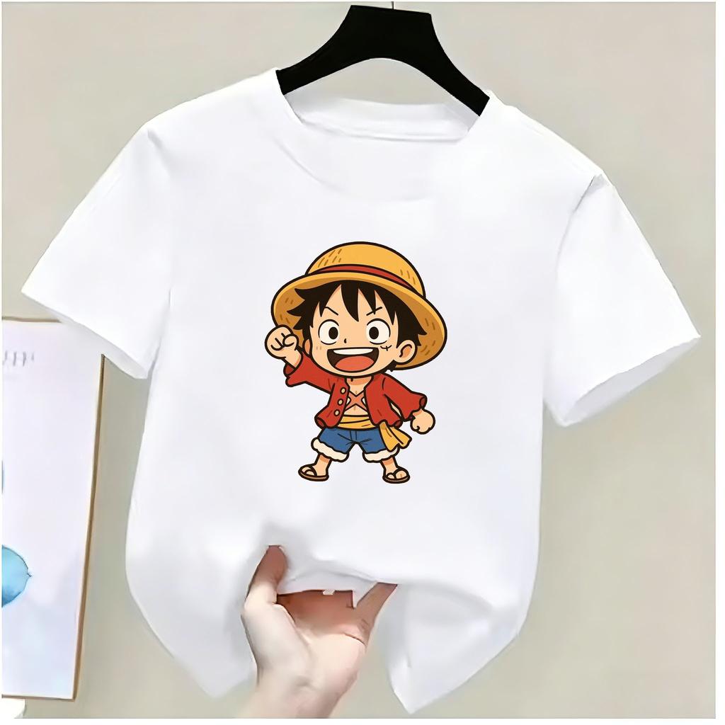 Summer New Arrival One Piece Pattern Tshirt unisex anime print casual shortsleeved fashionable streetwear top Y2K style
