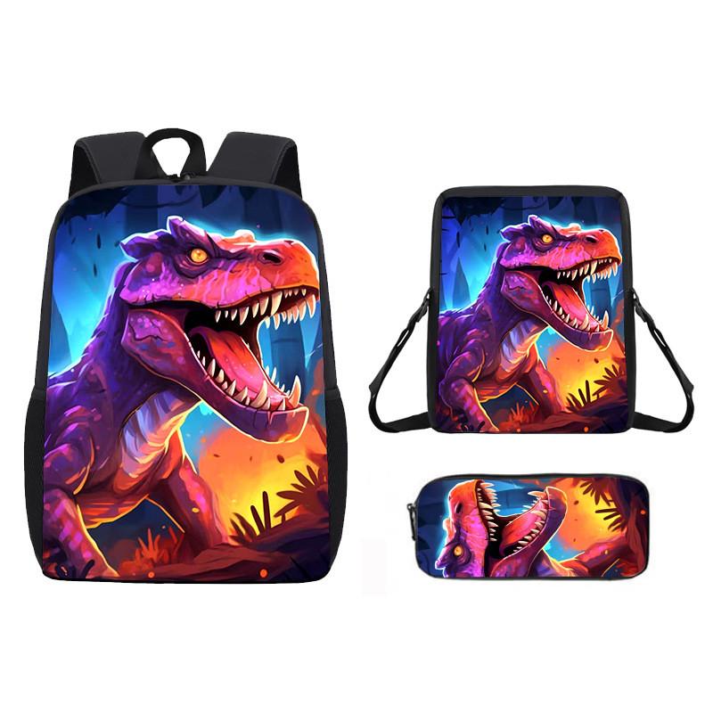 Dinosaur Print Animal Children School Backpack With Durable Material Oxford