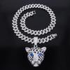 European American Exaggerated Domineering Rhinestone Leopard Head Pendant, HIPHOP Punk Trendsetter Cool Hip Hop Cuban Chain Jewelry