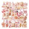 10/30/56PCS Bright Pink Color Girl Sticky PVC Sticker Stationery DIY Laptop Luggage Skateboard Decoration Scrapbooking