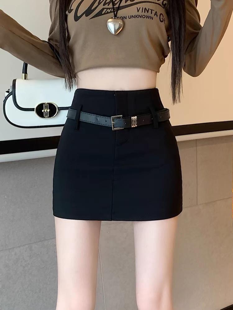 American Spicy Black Sexy High-Waist A-Line Midi Skirt for Plus Size Women