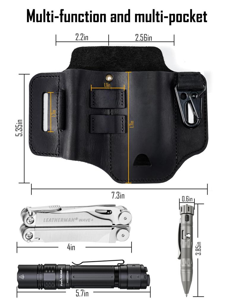 ST2 Leather Multi Tool EDC Leather Belt Belt EDC Organizer for Leatherman Keychain Great for Work and Everyday Great Gift for Men Sheath, Organizer,