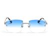Rectangular Sun Glasses  90s Classic Fashion Summer Street Shot Decoration Luxury Metal square Frameless Sunglasses