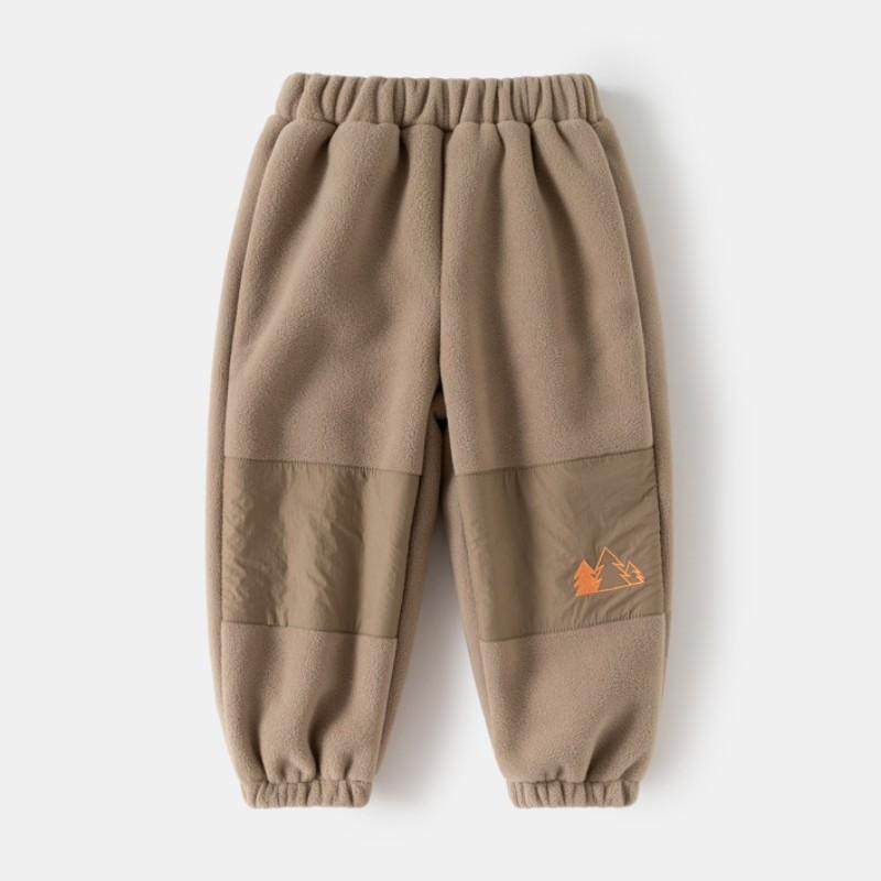 Children's Thickened Fleece-Lined Casual Trousers with Warmth-Retaining Cuffed Legs for Autumn and Winter