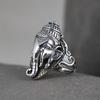 Adjustable Ganesha Ring Men Women Vintage Boho Statement Finger Copper Electroplated Geometric Animal Design