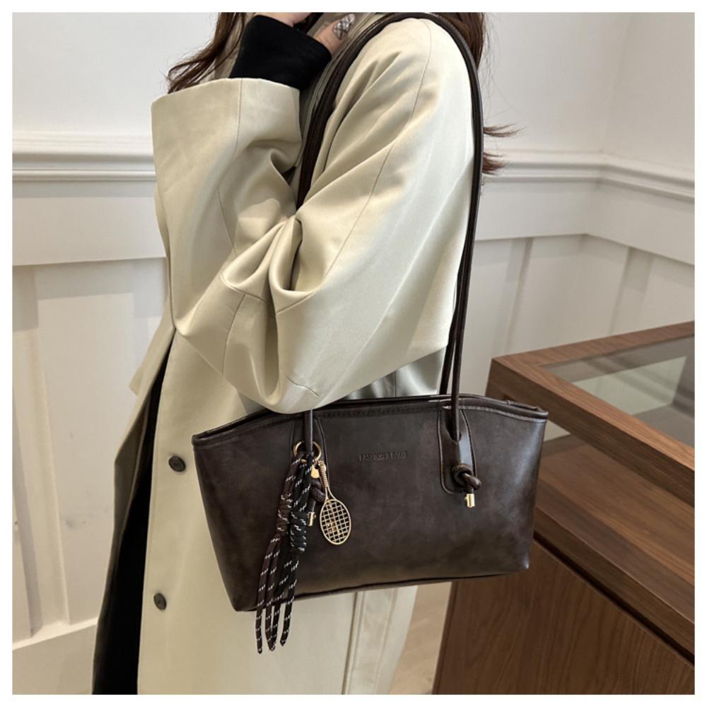PU Leather Shoulder Bag For Women Y2K Simple Fashi Girl Handbag Large Capacity Female Bag Solid Color Retro Tote Bags