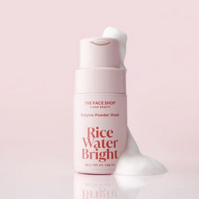 The Face Shop Rice Water Bright Enzyme Powder Wash 55g | Gentle Exfoliating Powder Cleanser with Rice Extract & Papaya Enzyme