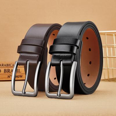 Men's High-end Leather Belt with Pin Buckle for Casual Wear, Trendy and Versatile for Young Men and Students - Korean Style